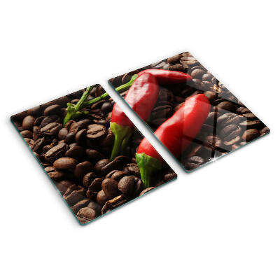 Szklana deska kuchenna Kawa i papryczki chili