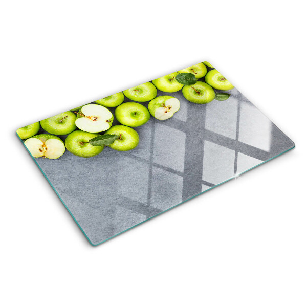 Snijplanken glas Groene appels op een grijze achtergrond