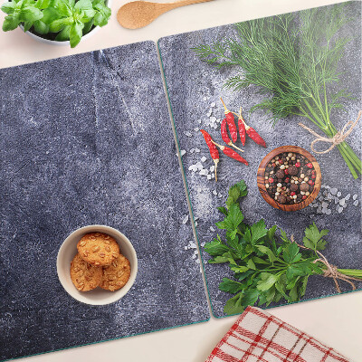 Deska kuchenna szklana Zioła i przyprawy na tle kamienia