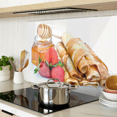 Deska kuchenna szklana Naleśniki z miodem i truskawkami