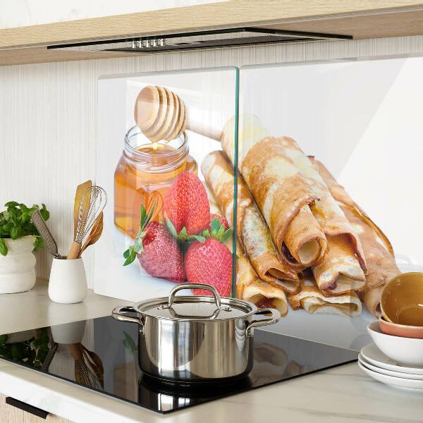 Deska kuchenna szklana Naleśniki z miodem i truskawkami