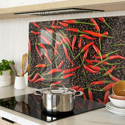 Snijplanken glas Chilipepers op zwarte peper