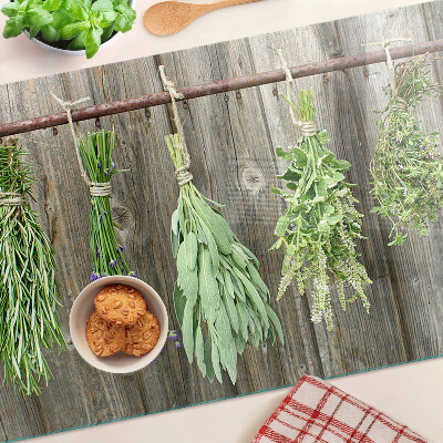 Szklana deska kuchenna Zioła na tle drewnianym