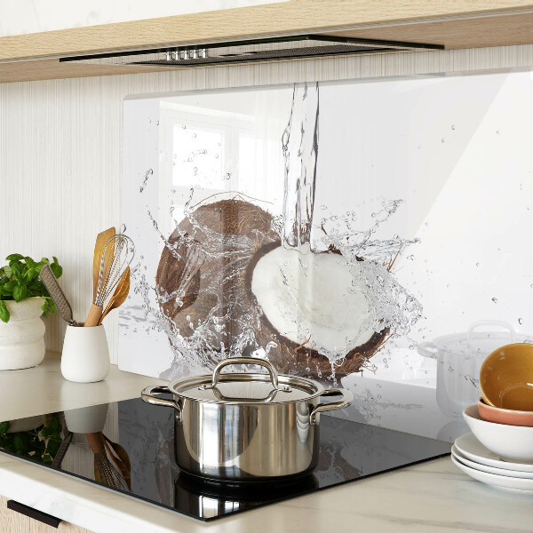 Snijplanken glas Kokosnoot met water en een scheutje