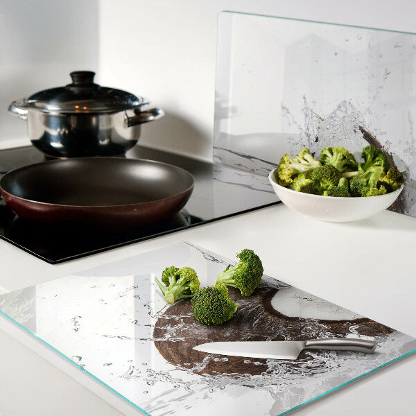 Szklana deska kuchenna Kokos z wodą i rozpryskiem