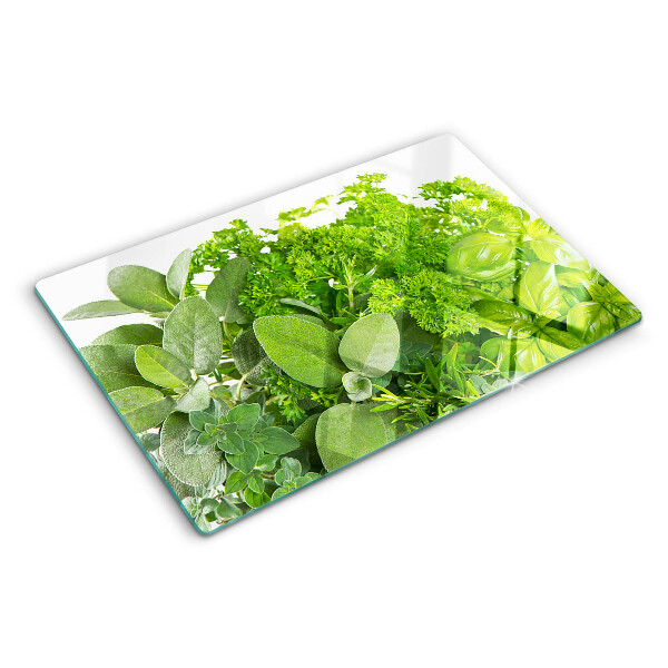 Szklana deska kuchenna Zielone zioła i liście