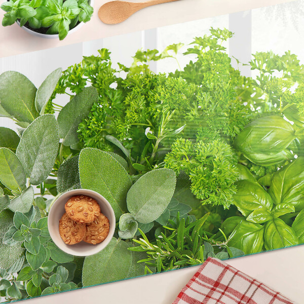 Szklana deska kuchenna Zielone zioła i liście