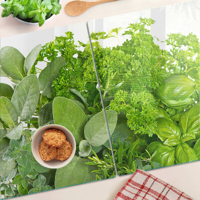 Snijplanken van glas Groene kruiden en bladeren