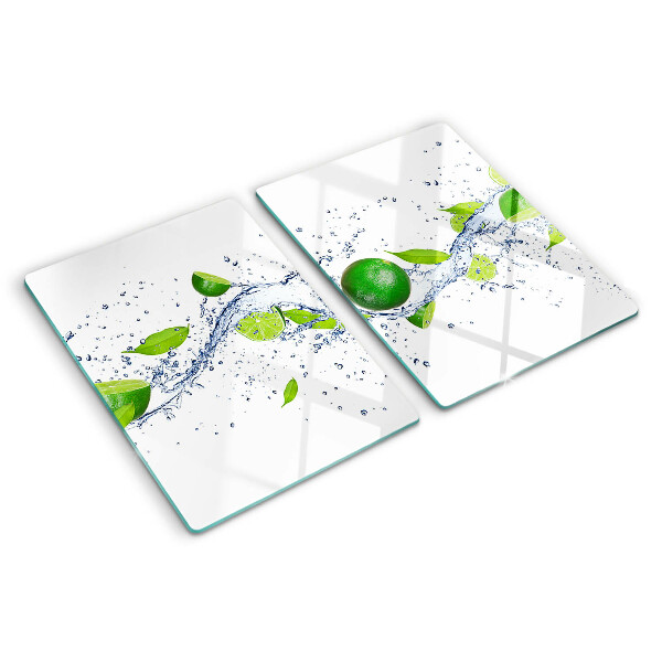 Deska kuchenna szklana Cytryny i woda z liśćmi
