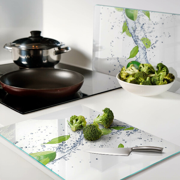 Deska kuchenna szklana Cytryny i woda z liśćmi