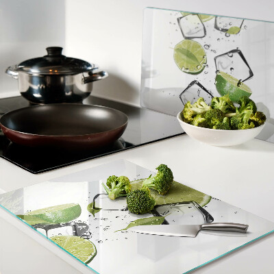 Szklana deska kuchenna Cytryny z lodem w wodzie