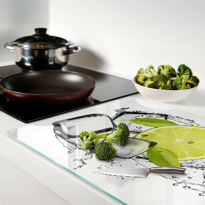 Snijplanken van glas Citroen met ijs en blaadjes