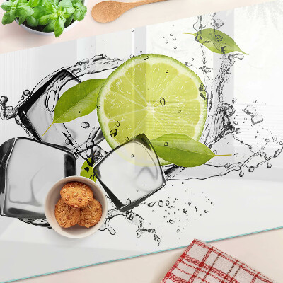 Szklana deska kuchenna Cytryna z lodem i liśćmi