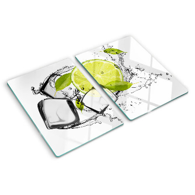 Szklana deska kuchenna Cytryna z lodem i liśćmi