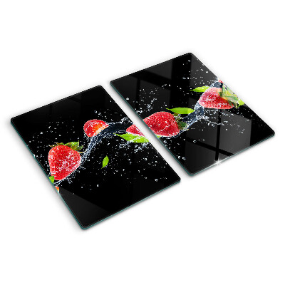 Glazen snijplanken Aardbeien in water