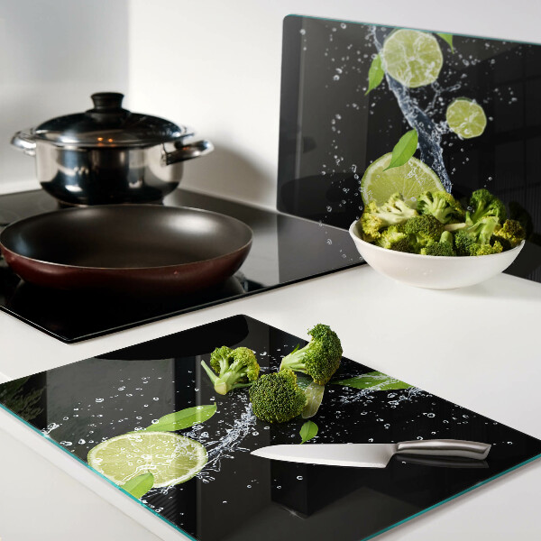 Deska kuchenna szklana Cytryny w wodzie z liśćmi mięty