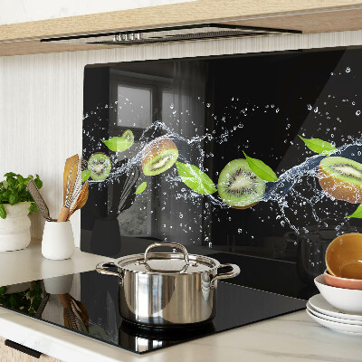 Deska kuchenna szklana Kiwi w wodzie z liśćmi