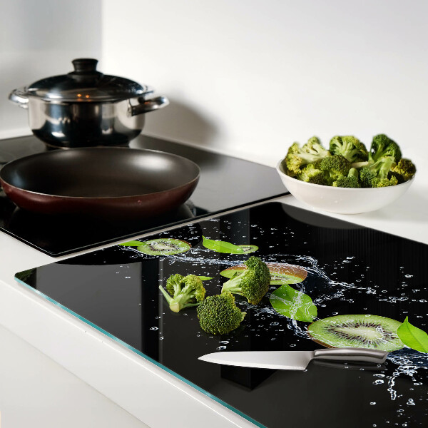 Deska kuchenna szklana Kiwi w wodzie z liśćmi