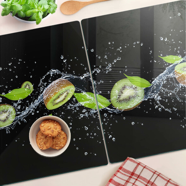 Snijplanken glas Kiwi in water met bladeren