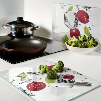 Szklana deska do krojenia Czerwone jabłka z lodem