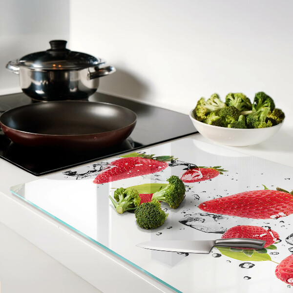 Szklana deska kuchenna Truskawki z lodem