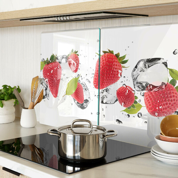 Szklana deska kuchenna Truskawki z lodem