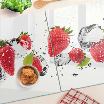 Snijplanken van glas Aardbeien met ijs