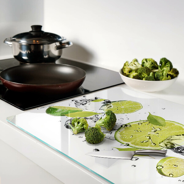 Glazen snijplanken Citroenen en ijs in water