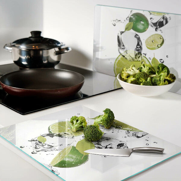 Glazen snijplanken Citroenen en ijs in water