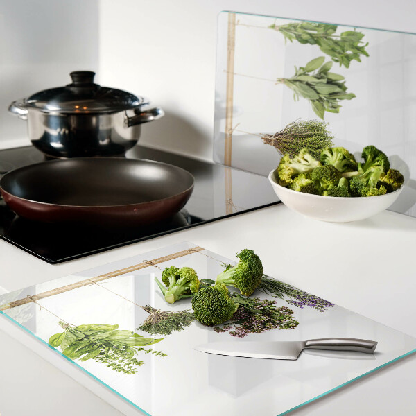 Deska kuchenna szklana Zioła suszone na sznurku