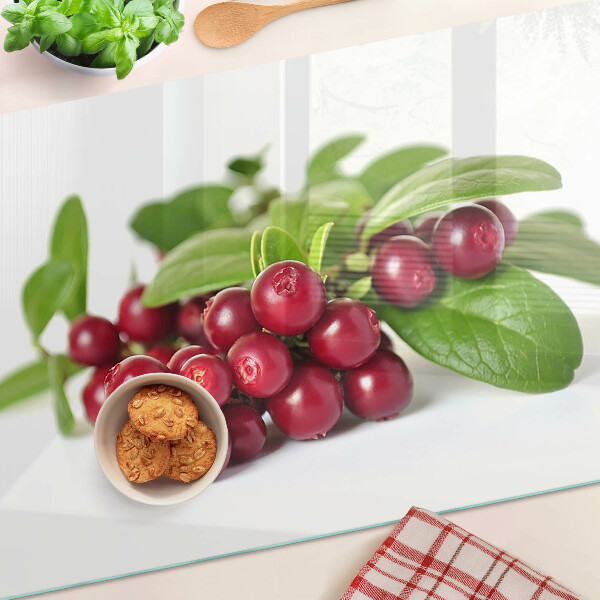 Glazen snijplanken Cranberries met bladeren