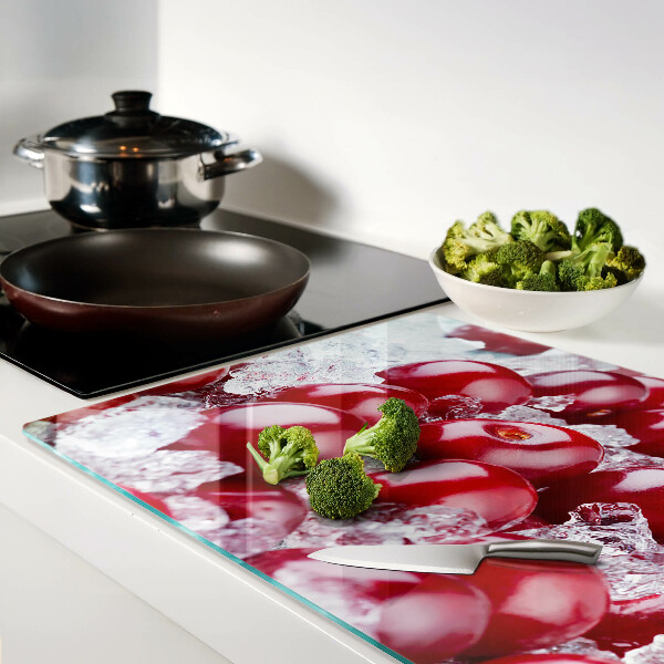 Snijplanken van glas Rode druiven op ijs