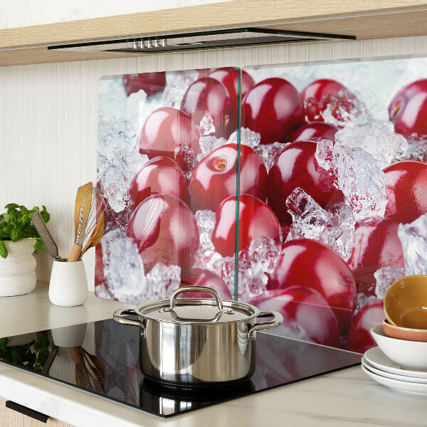 Snijplanken van glas Rode druiven op ijs