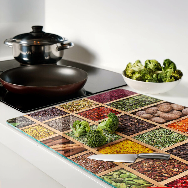 Deska kuchenna szklana Przyprawy w słoikach