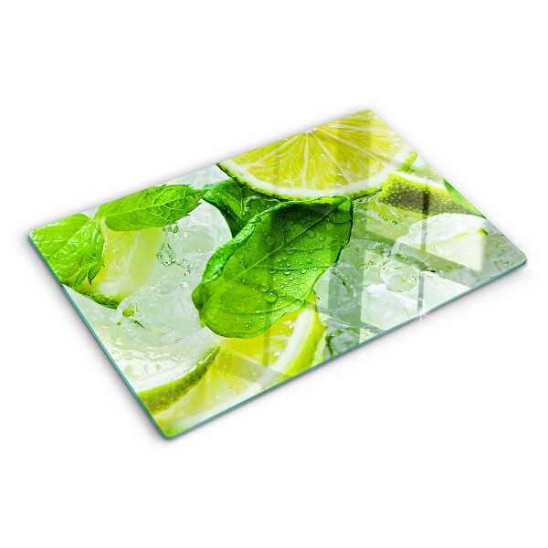 Glazen snijplanken Citroenen en muntblaadjes
