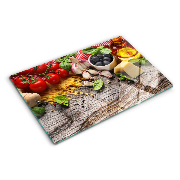 Szklana deska kuchenna Kuchnia włoska z makaronem i warzywami