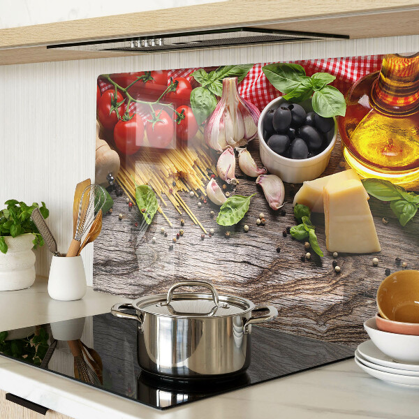 Szklana deska kuchenna Kuchnia włoska z makaronem i warzywami