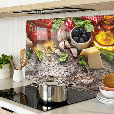 Szklana deska kuchenna Kuchnia włoska z makaronem i warzywami