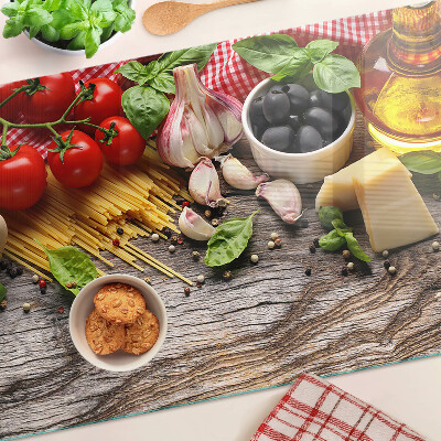 Glazen snijplanken Italiaanse gerechten met pasta en groenten