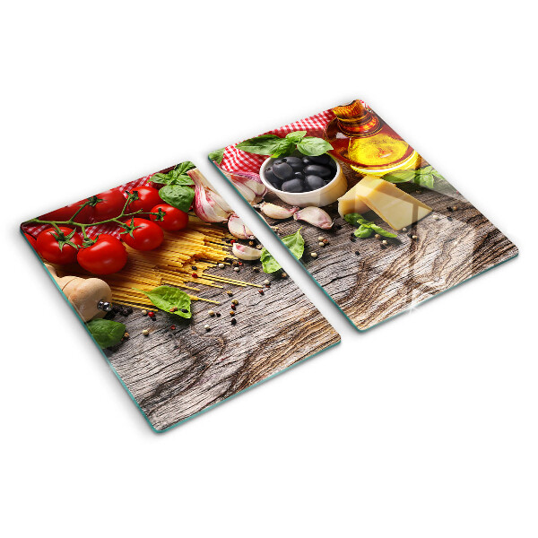 Szklana deska kuchenna Kuchnia włoska z makaronem i warzywami