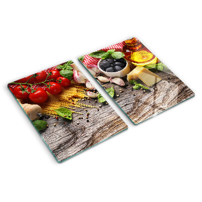 Szklana deska kuchenna Kuchnia włoska z makaronem i warzywami