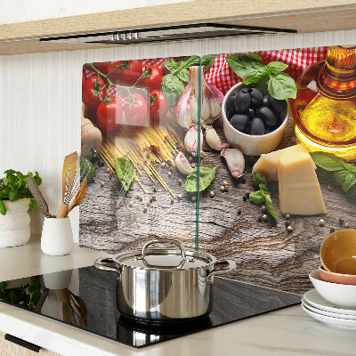 Szklana deska kuchenna Kuchnia włoska z makaronem i warzywami