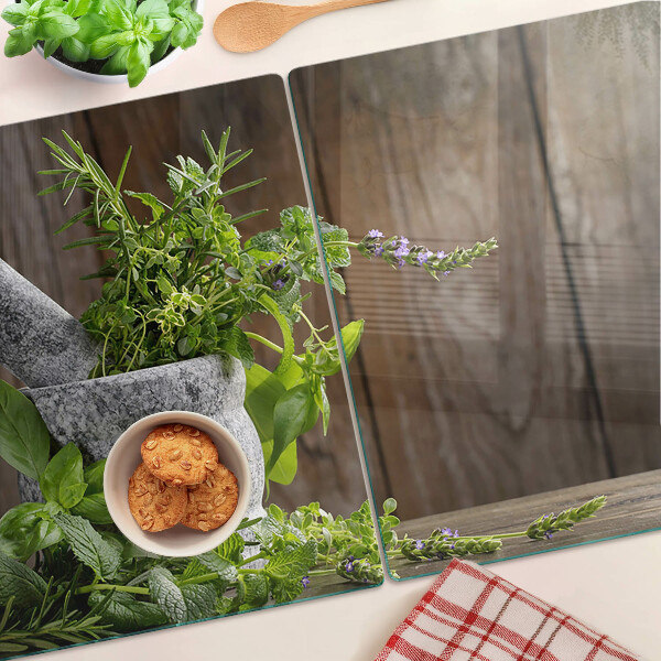 Szklana deska kuchenna Zioła w doniczce