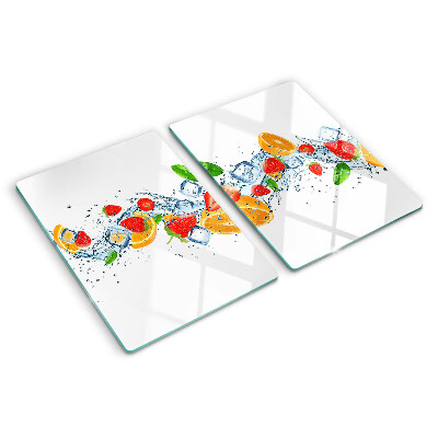 Snijplanken glas Kleurrijke vruchten en bladeren