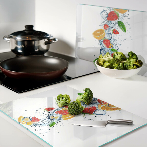 Deska kuchenna szklana Kolorowe owoce i liście