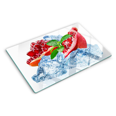 Snijplanken van glas Granaatappel en ijs