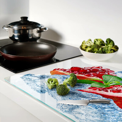 Snijplanken van glas Granaatappel en ijs