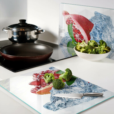 Snijplanken van glas Granaatappel en ijs