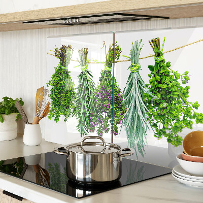 Szklana deska kuchenna Suszone zioła na sznurku