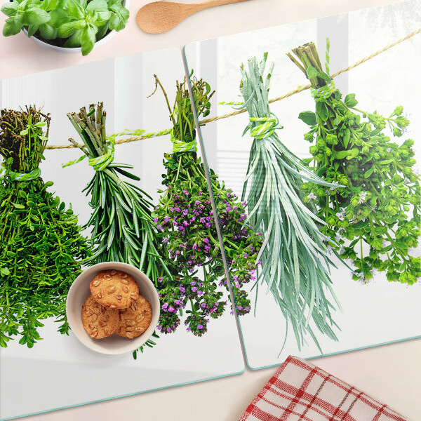 Szklana deska kuchenna Suszone zioła na sznurku